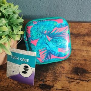 Tech case tropical pink electronics head phones Nintendo switch game case